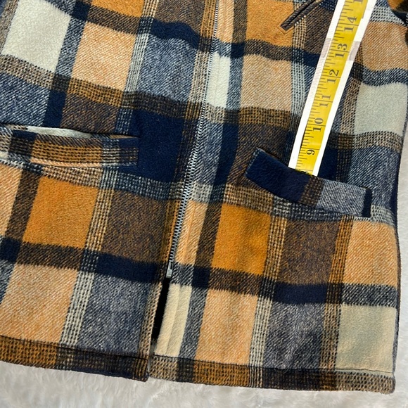 VTG Plaid Wool Shacket Heavyweight Jacket USA Work‎ Talon Zip Dagger Collar 38 - Picture 12 of 17